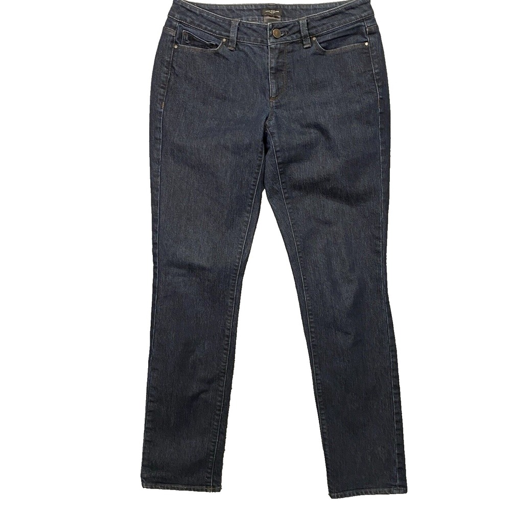 Ann Taylor Jeans Womens 4 Curvy Blue Dark Wash Stretch Denim Preppy Chic Classic